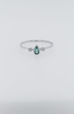 VVA- 14KW 1.27g .05ctw Diamond .16ct Emerald Fashion Ring (size 7)