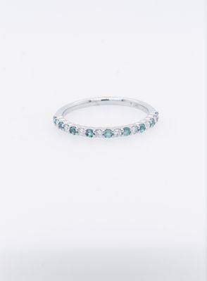 AVI- 14KW 1.9g .17ctw Diamond .18ctw Emerald Stackable Band (size 7)