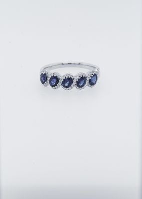 RTI 18KW 3.11g .21ctw Diamond 1.15ctw Blue Sapphire Stackable Ring (size 6.75)