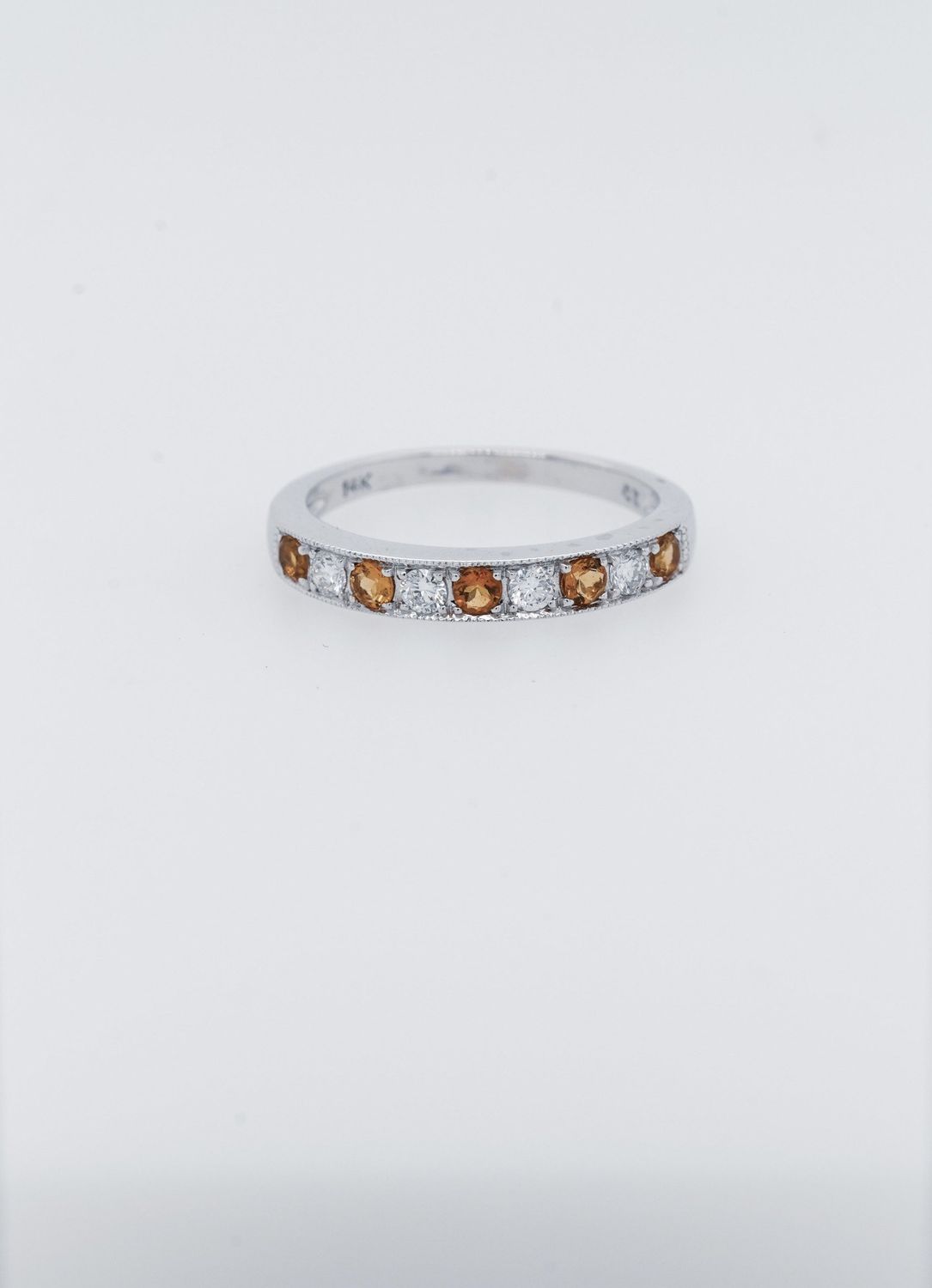 EAI- 14KW 2.2g .27ctw Diamond .30ctw Sapphire Stackable Band (size 6)