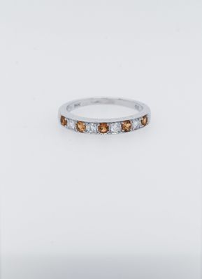 EAI- 14KW 2.2g .27ctw Diamond .30ctw Sapphire Stackable Band (size 6)