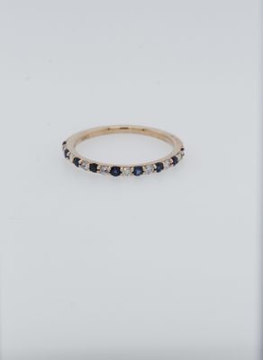 ABN- 14KY 1.7g .20ctw Diamond .30ctw Sapphire Stackable Band (size 7.25)
