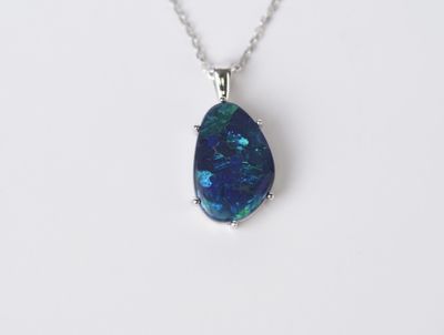 VLTT- 14KW 6.61g 7.35ct Lightning Ridge Australian Black Opal Necklace 18-20&quot;