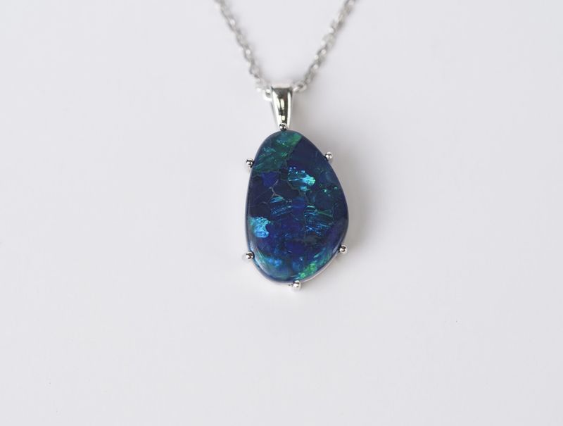 VLTT- 14KW 6.61g 7.35ct Lightning Ridge Australian Black Opal Necklace 18-20&quot;
