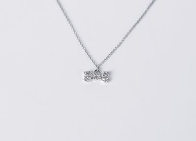 VVD- 14KW 1.90g .08ctw Diamond Dog Bone Necklace 18&quot;