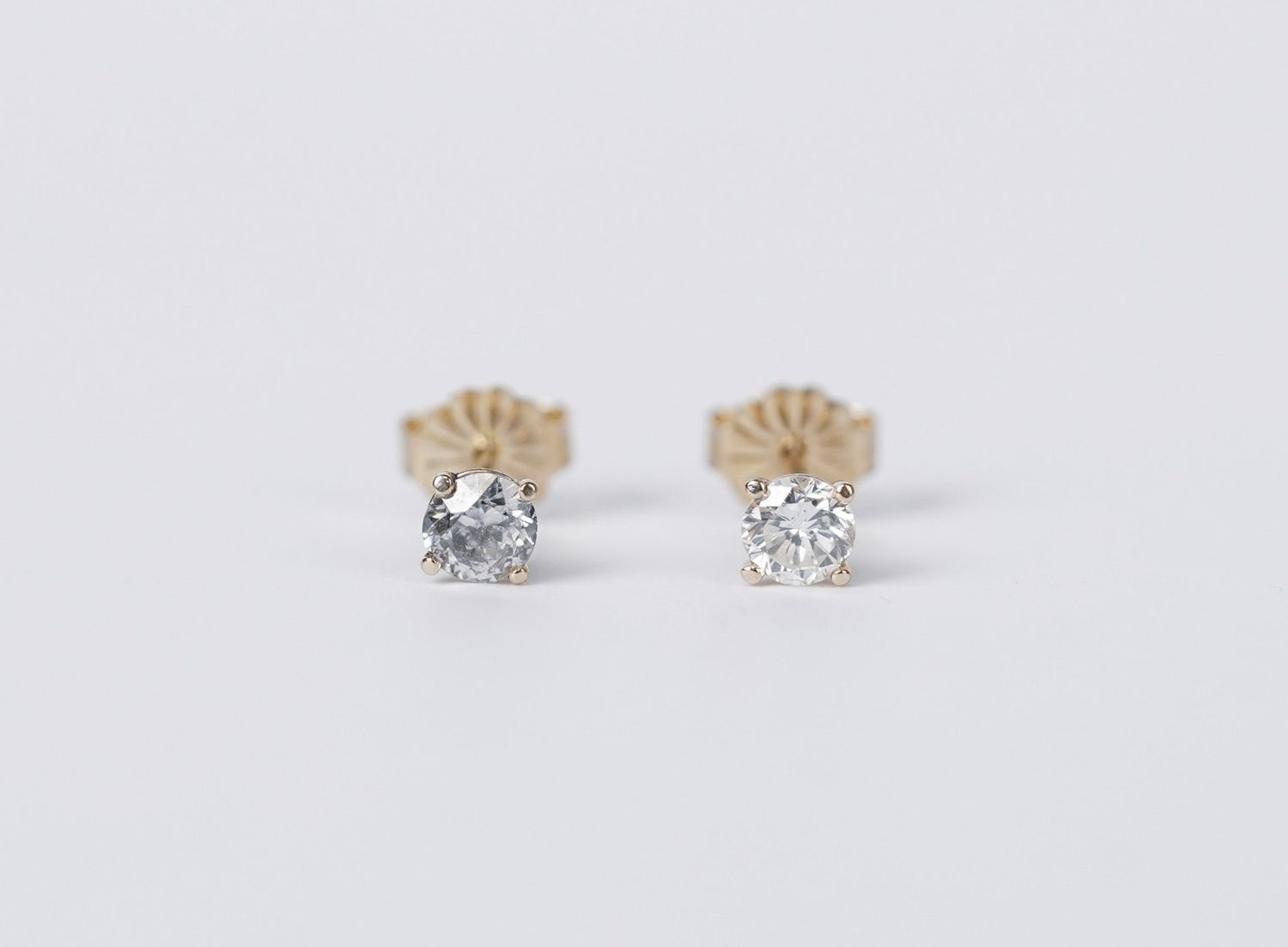 NTT- 14KY .56ctw J-K/I1-I2 Old European Cut Diamond Stud Earrings