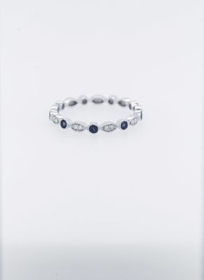 VRA- 14KW 1.7g .30ctw Diamond &amp; Sapphire Stackable Band (size 7)