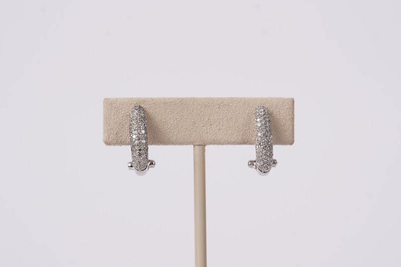 DET- 14KW 3.24g 1.00ctw Diamond Pave Hoop Earrings