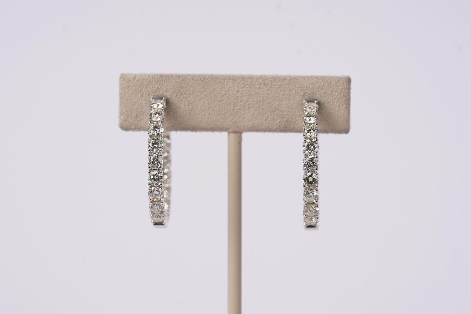 AETT- 14KW 9.12g 3.90ctw Inside/Out Diamond Hoop Earrings