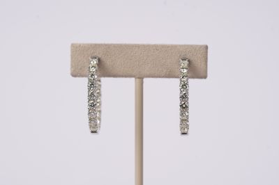 AETT- 14KW 9.12g 3.90ctw Inside/Out Diamond Hoop Earrings
