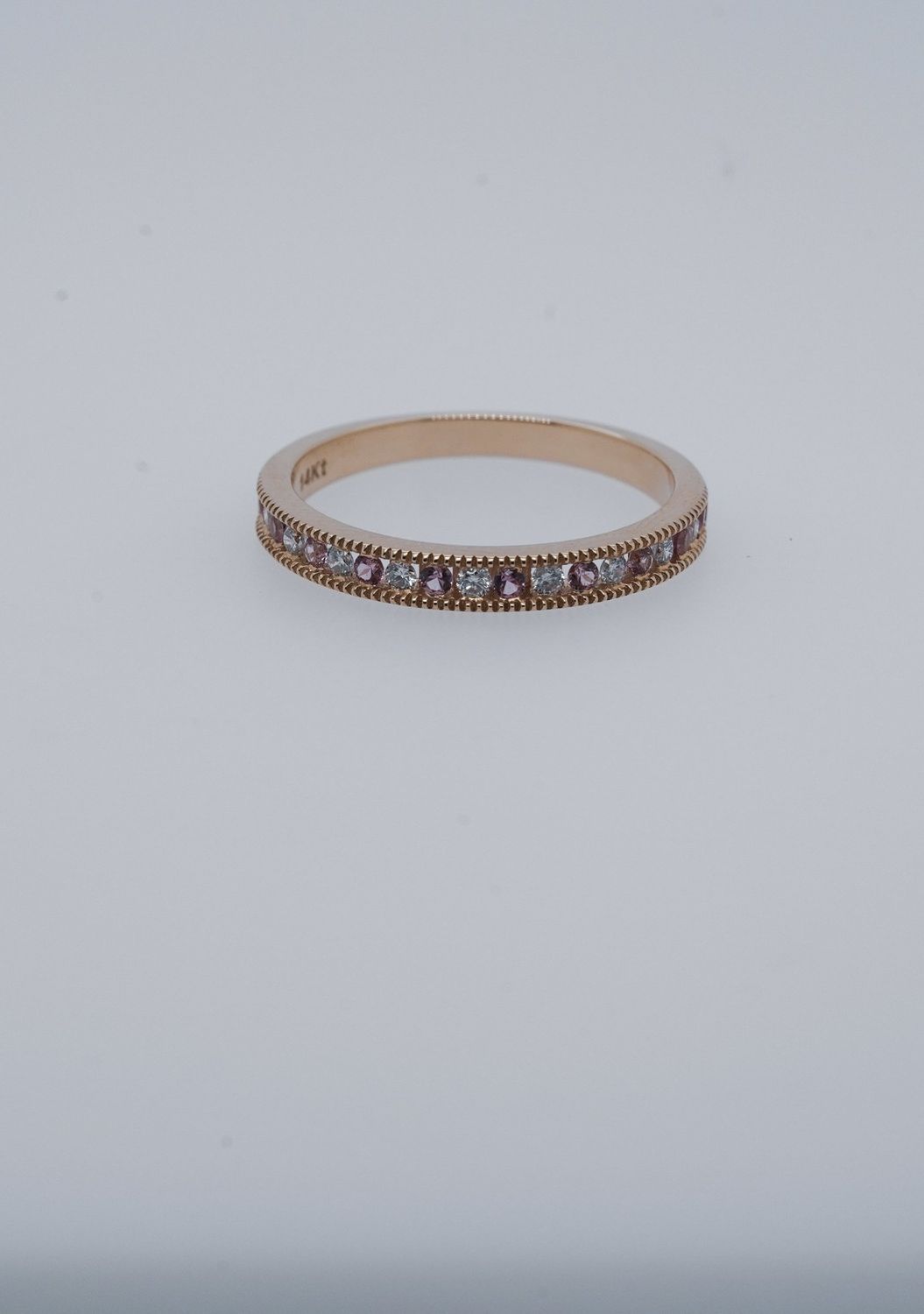 ARN- 14KY 2.09g .16ctw Diamond .20ctw Sapphire Stackable Band (size 7)