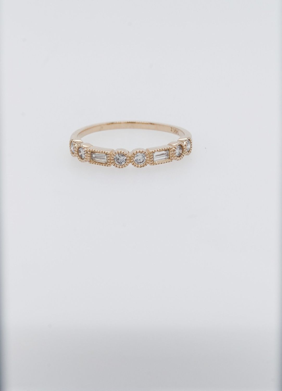 NRN- 14KY 1.7g .45ctw Round &amp; Baguette Diamond Stackable Band (size 7)