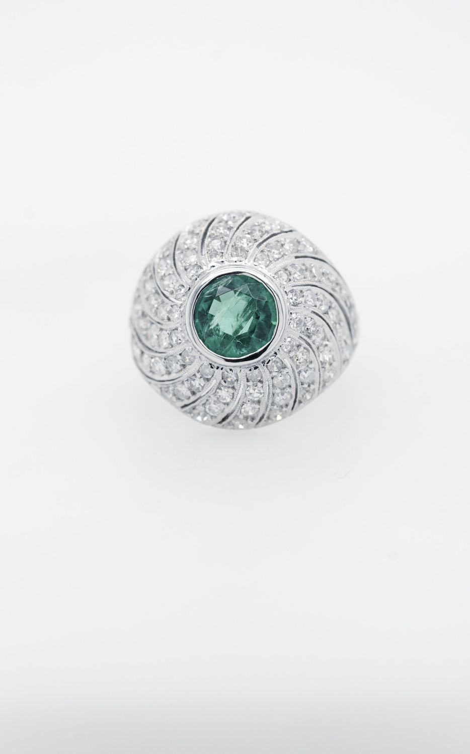 VDET- 14KW 4.99g 2.00ctw (1.00ctr) Columbian Emerald Antique Ring (size 5)