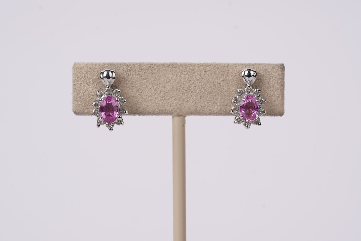 ABE- 14KW 2.9g 1.45ctw (1.00ctrs) Sapphire &amp; Diamond Halo Earrings