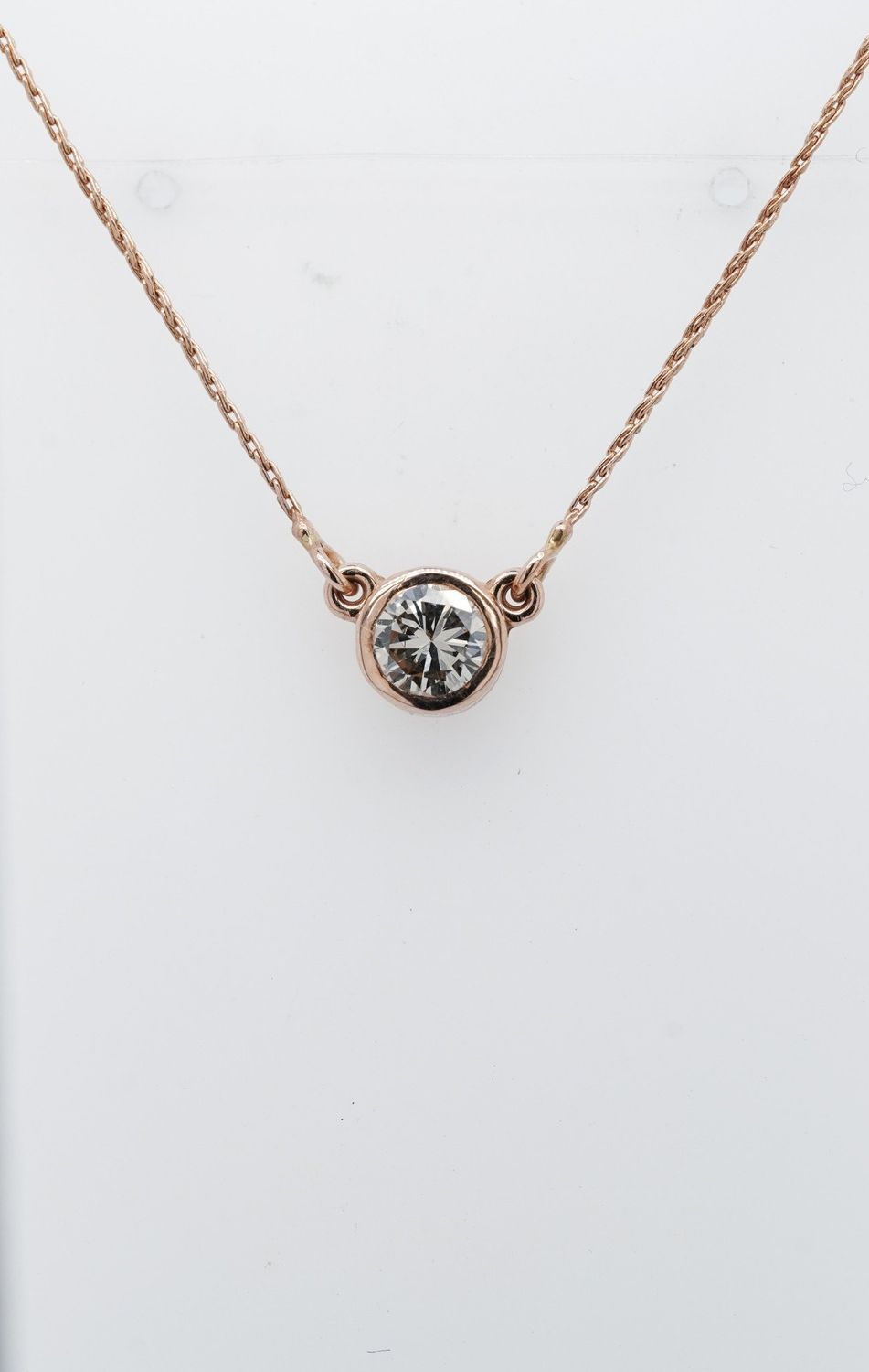 NET- 14KR 2.74g .56ct Fancy Light Brown/SI1 Solitaire Pendant 18&quot;