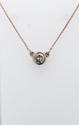 NET- 14KR 2.74g .56ct Fancy Light Brown/SI1 Solitaire Pendant 18&quot;