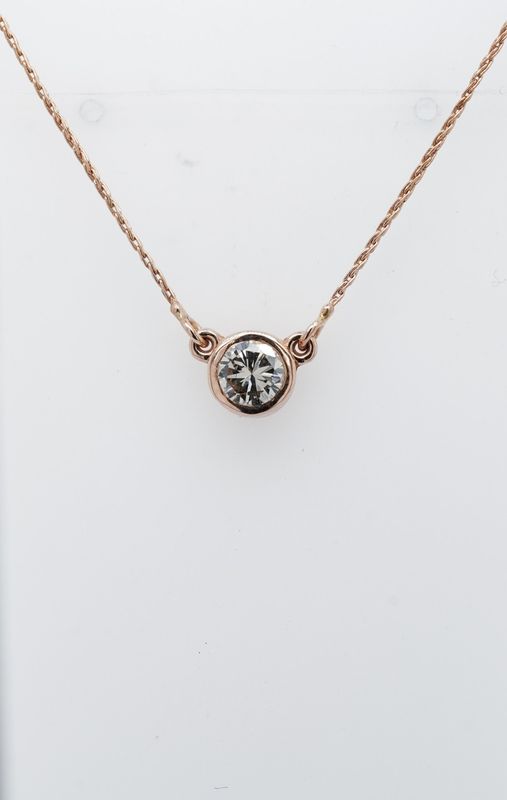 NET- 14KR 2.74g .56ct Fancy Light Brown/SI1 Solitaire Pendant 18&quot;