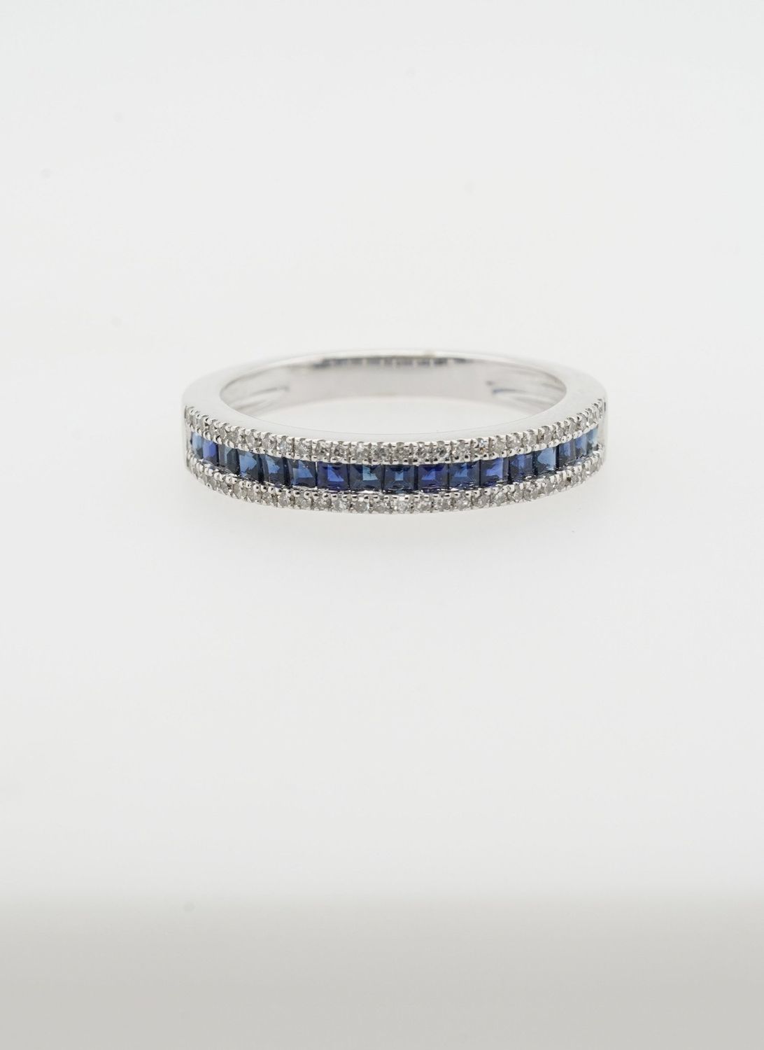 NEI- 14KW 3.47g .24ctw Diamond .60ctw Sapphire Stackable Band (size 7)