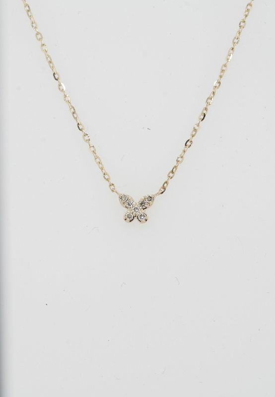 VDE- 14KY 1.35g .06ctw Diamond Butterfly Pendant 16-18&quot;