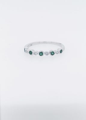 VRT- 14KW 1.6g .20ctw Diamond .20ctw Emerald Stackable Band (size 6.5)