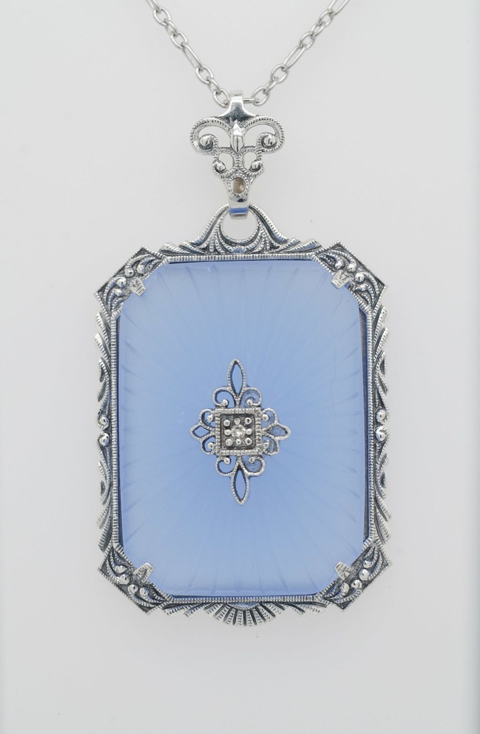 DBX- Trufili Sterling Blue Stone Pendant 18&quot;