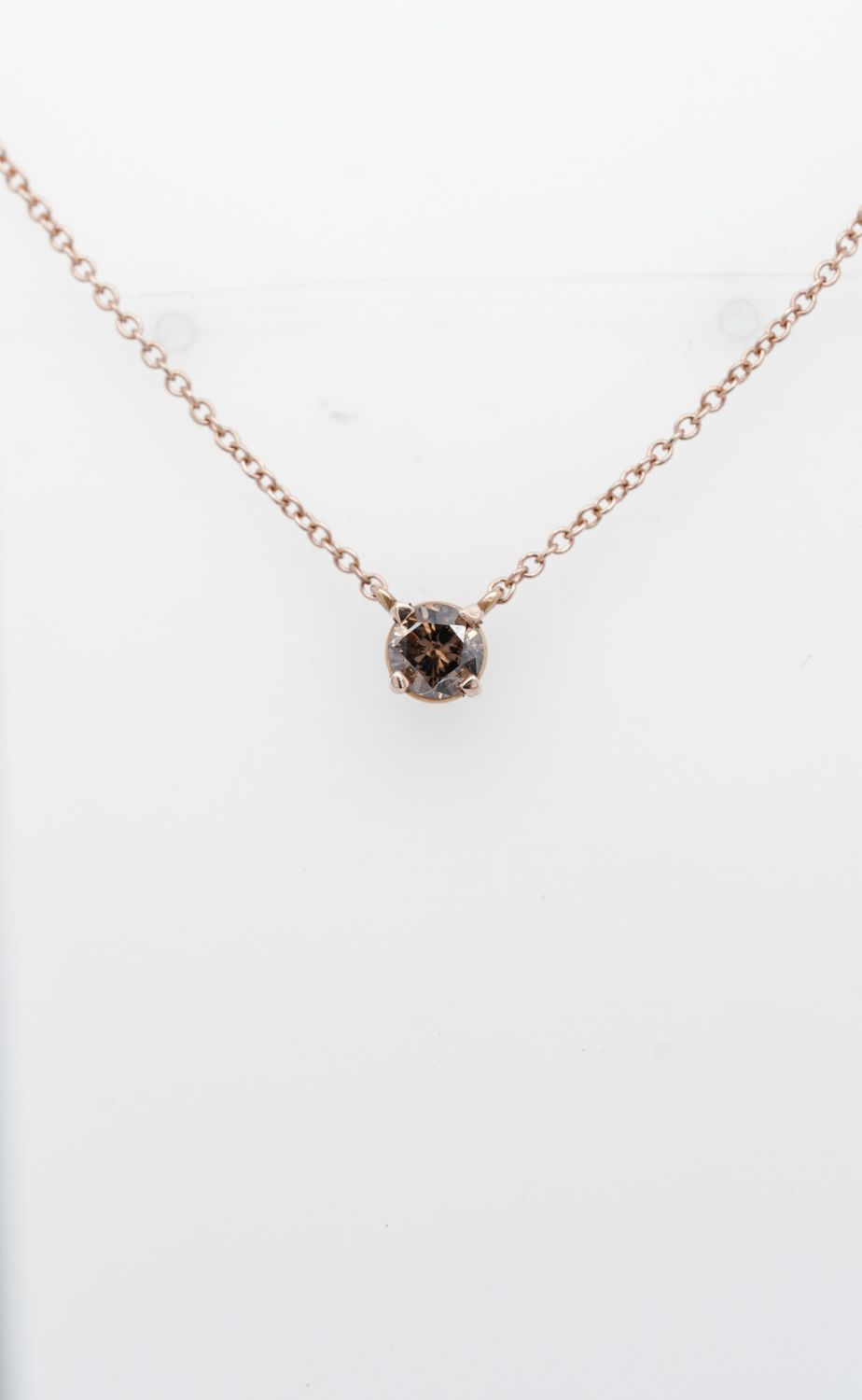 VBT- 14KR 1.75g .30ct Chocolate/SI2 Round Diamond Solitaire Pendant 16&quot;