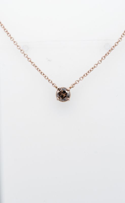 VBT- 14KR 1.75g .30ct Chocolate/SI2 Round Diamond Solitaire Pendant 16&quot;