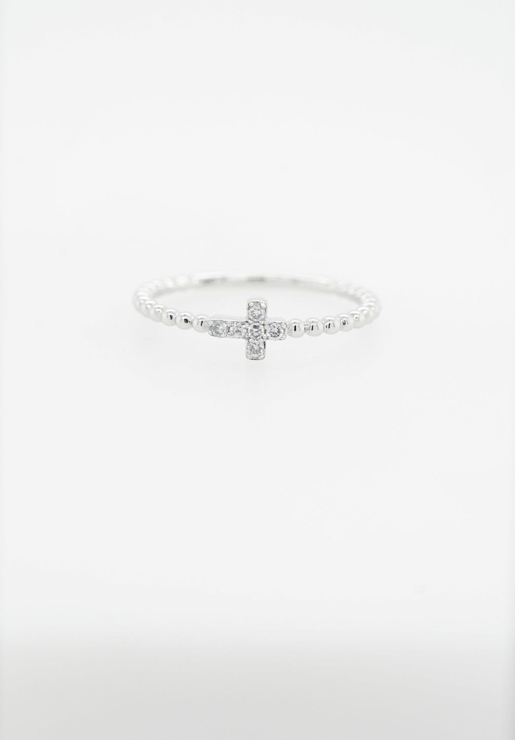 VDN- 14KW 1.45g .08ctw Diamond Beaded Cross Ring (size 7)