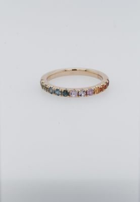 VLL- 14KW 3.1g .82ctw Rainbow Sapphire Stackable Band (size 7)