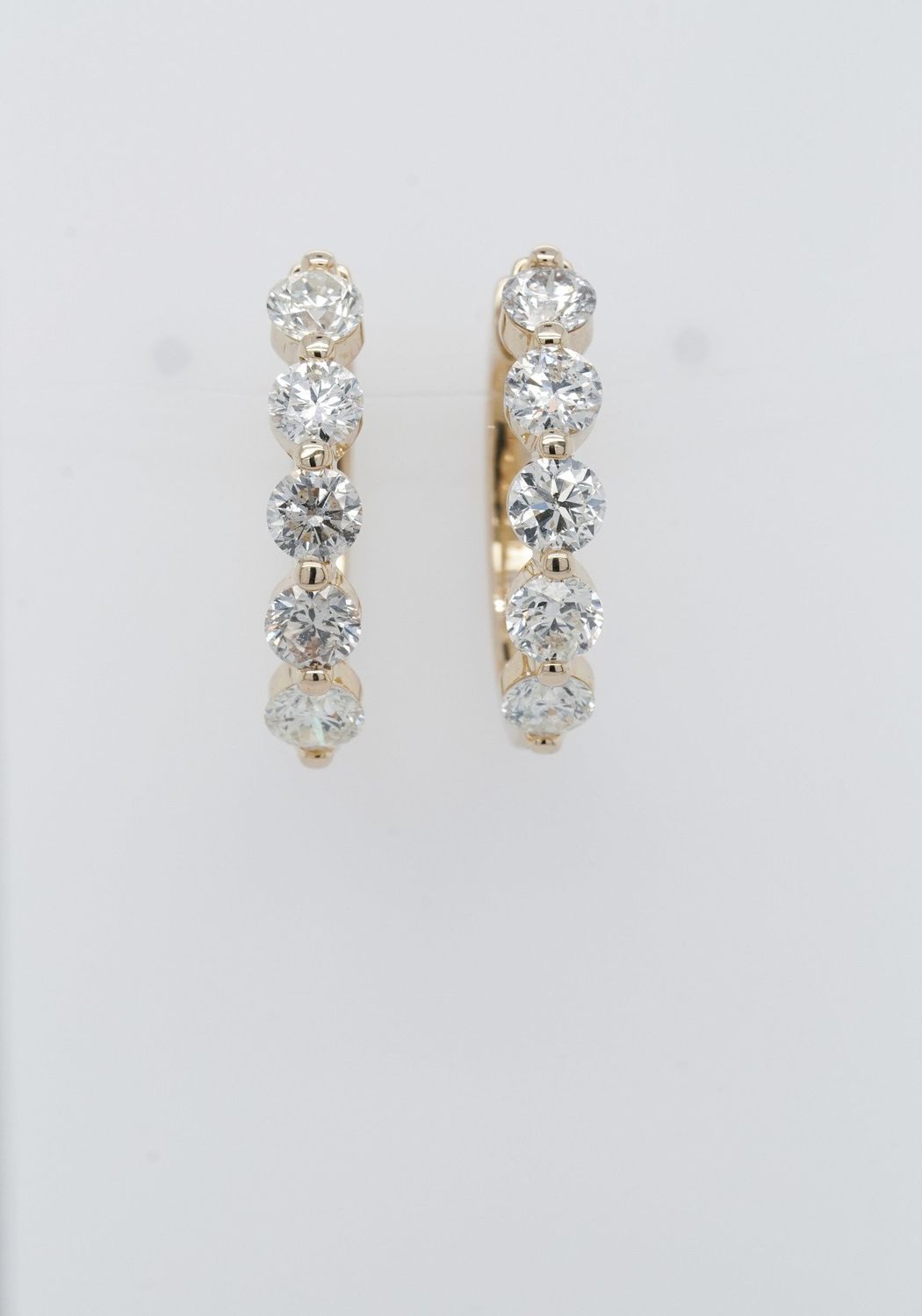 NDTT- 14KY 7.43g 3.50ctw Round Diamond Hoop Earrings
