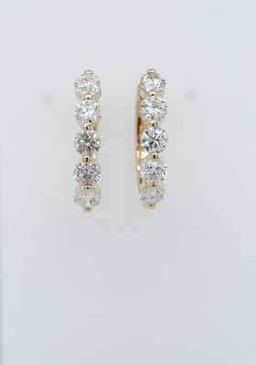 NDTT- 14KY 7.43g 3.50ctw Round Diamond Hoop Earrings
