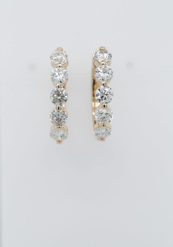 NDTT- 14KY 7.43g 3.50ctw Round Diamond Hoop Earrings