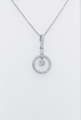 NDE- 14KW 2.65g .33ctw Diamond Circle Pendant 16-18&quot;