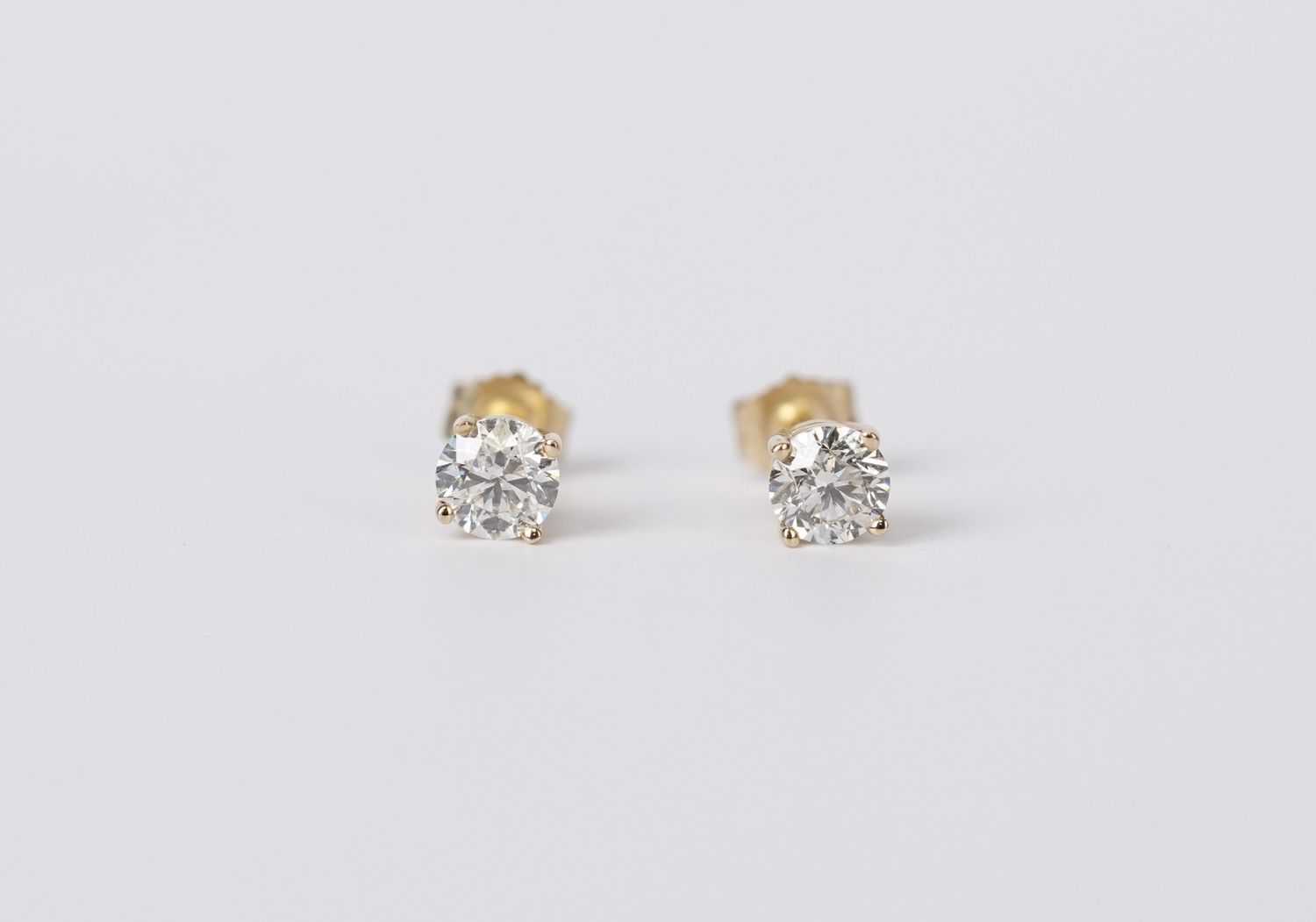 VTPT- 14KY 1.00ctw I-J/SI2-I1 Round Diamond Solitaire Earrings