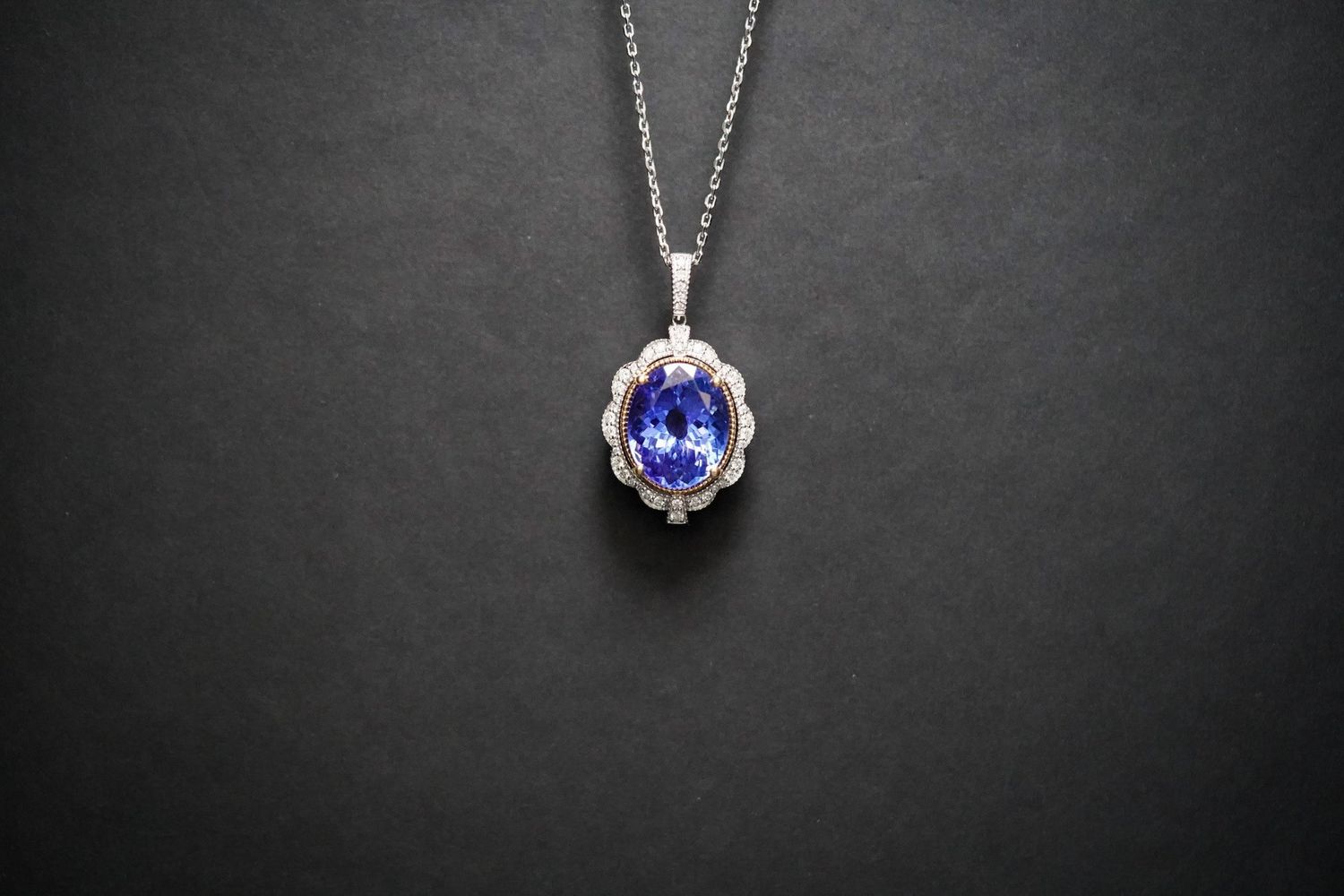 NTDV-18-20&quot; 14KWY 9.25g 11.78ctw Tanzanite &amp; Diamond Necklace