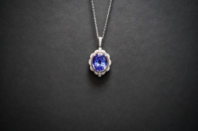NTDV-18-20&quot; 14KWY 9.25g 11.78ctw Tanzanite &amp; Diamond Necklace