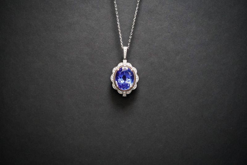 NTDV-18-20&quot; 14KWY 9.25g 11.78ctw Tanzanite &amp; Diamond Necklace