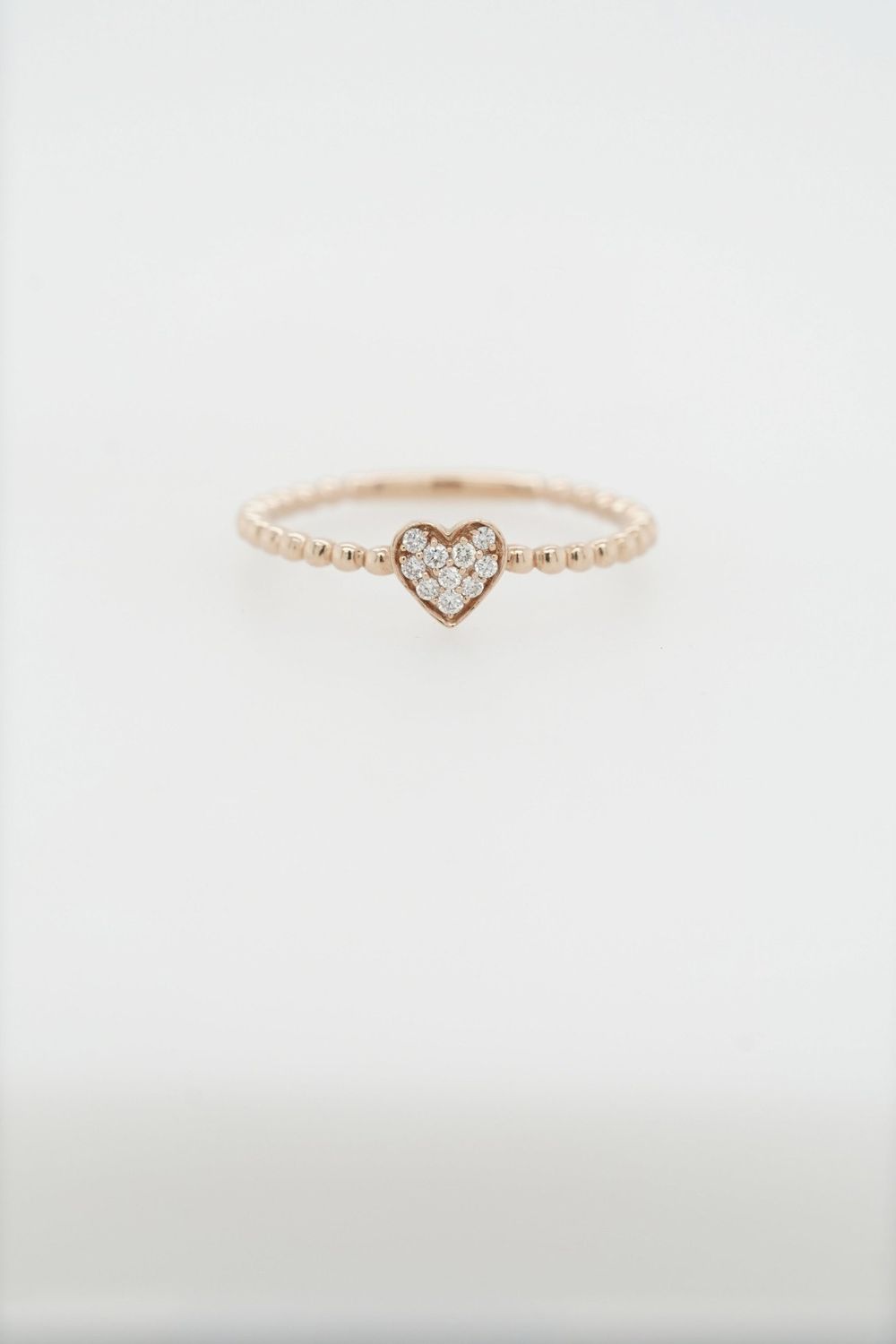 VDN- 14KR 1.4g .07ctw Diamond Beaded Heart Ring (size 7)