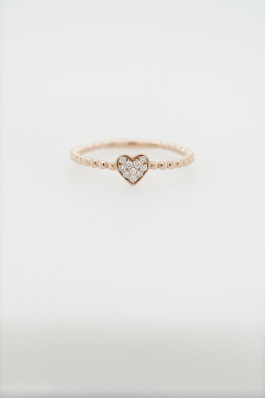 VDN- 14KR 1.4g .07ctw Diamond Beaded Heart Ring (size 7)