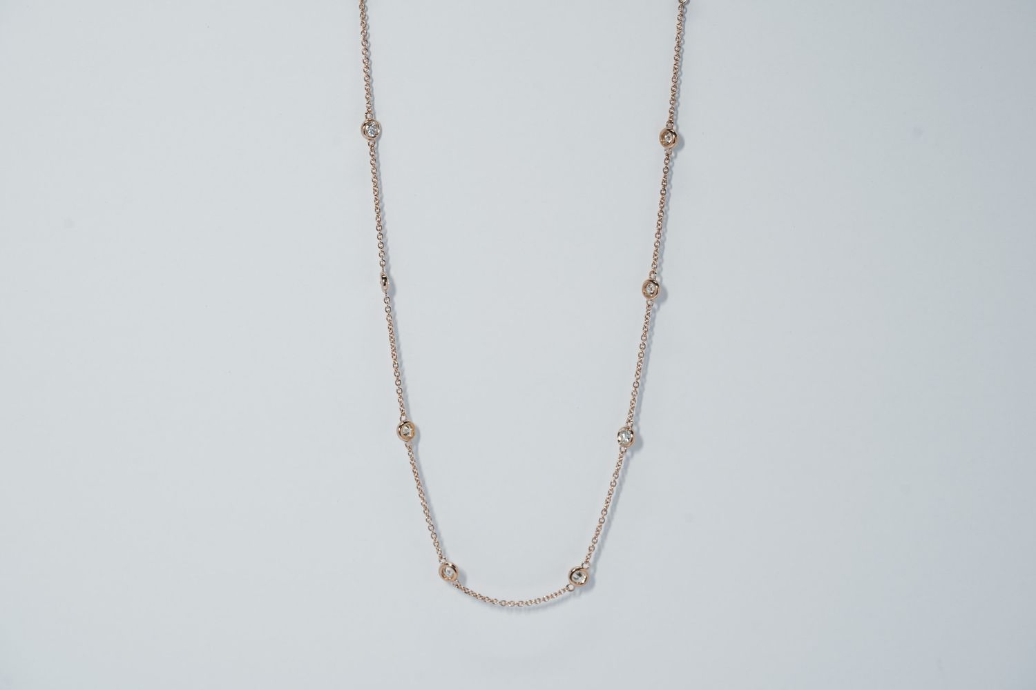 LTT- 14KR 3.24g 1.15ctw Diamond By The Yard Necklace 16-18&quot;