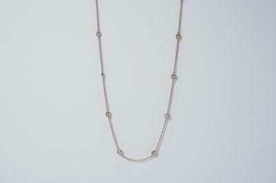 LTT- 14KR 3.24g 1.15ctw Diamond By The Yard Necklace 16-18&quot;