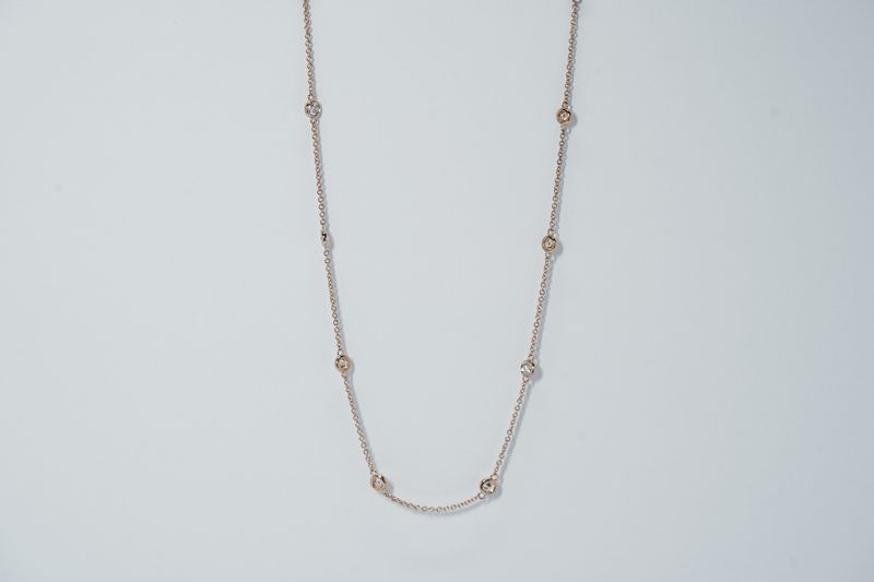 LTT- 14KR 3.24g 1.15ctw Diamond By The Yard Necklace 16-18&quot;