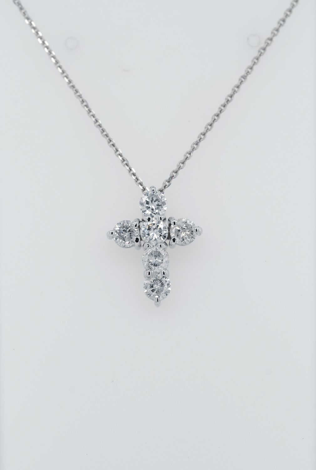ITB-16-18&quot; 14KW 3.40g 1.15ctw Diamond Cross Necklace