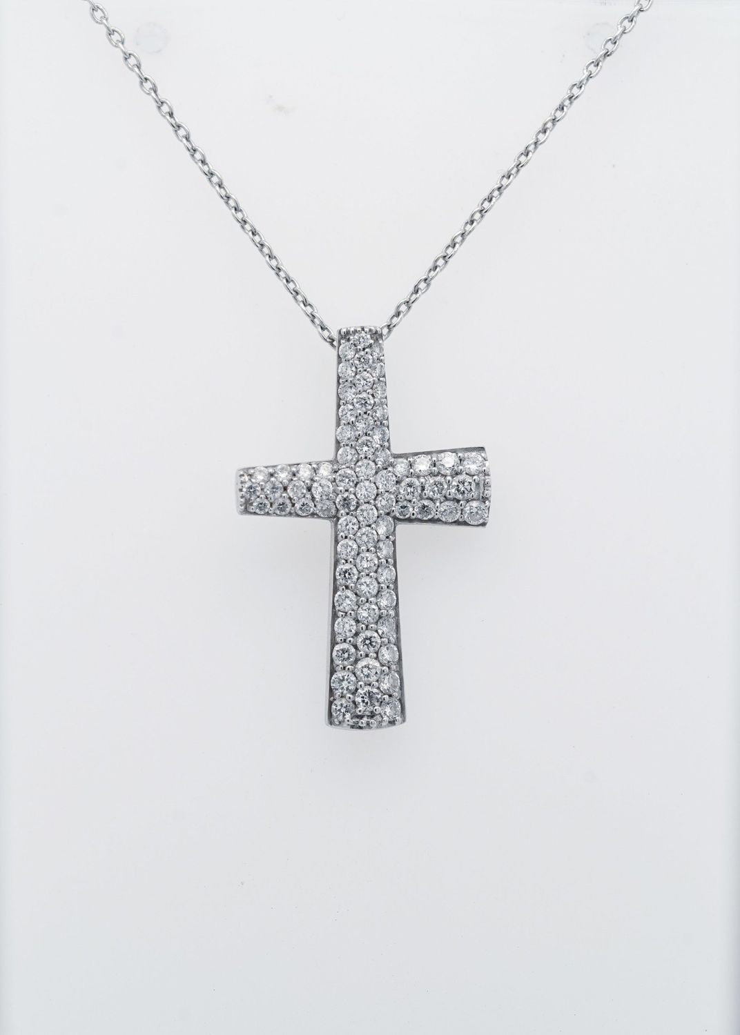 DAT- 18KW 3.45g .50ctw Pave Diamond Cross Pendant 16-18&quot;