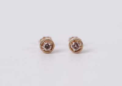 AET- 14KR 1.2g .34ctw Brown/Pink Diamond Stud Earrings
