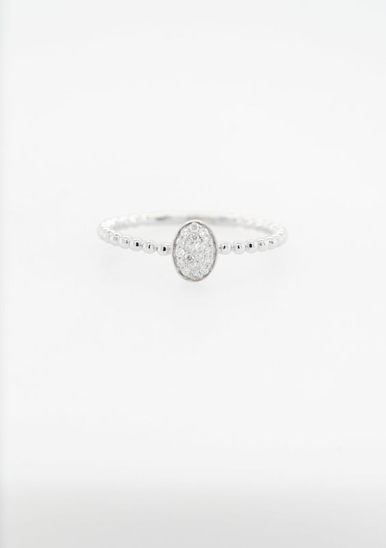VDI- 14KW 1.64g .10ctw Diamond Beaded Oval Ring (size 7)