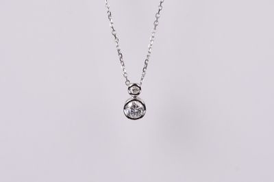 AER- 14KW 1.25g .22ctw Double Diamond Bezel Pendant 18&quot;