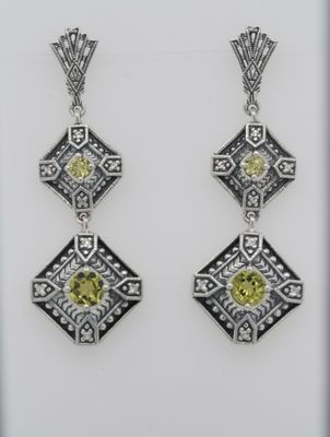 XDI- Sterling 8.94g Peridot Drop Earrings
