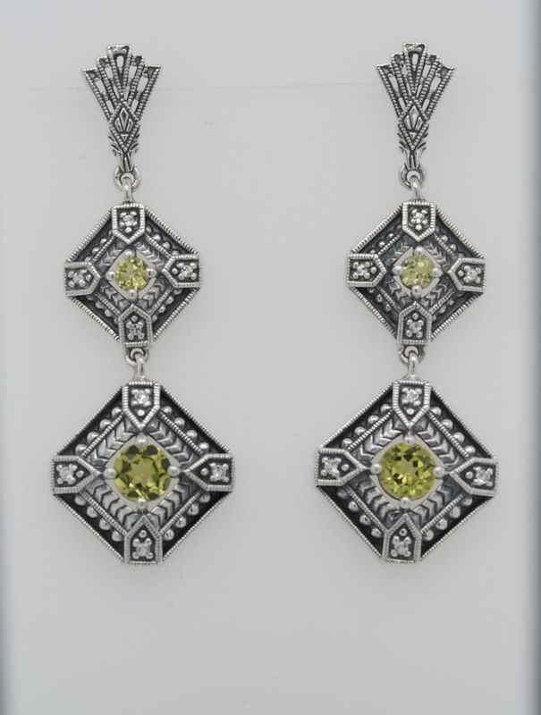 XDI- Sterling 8.94g Peridot Drop Earrings