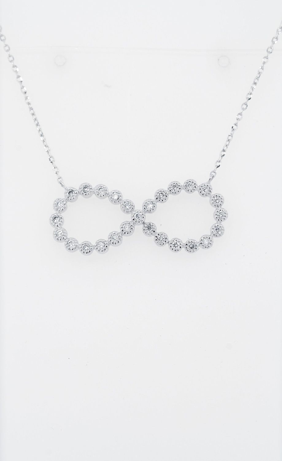 NNI- 14KW 2.80g .25ctw Diamond Milgrain Infinity Pendant 16-18&quot;